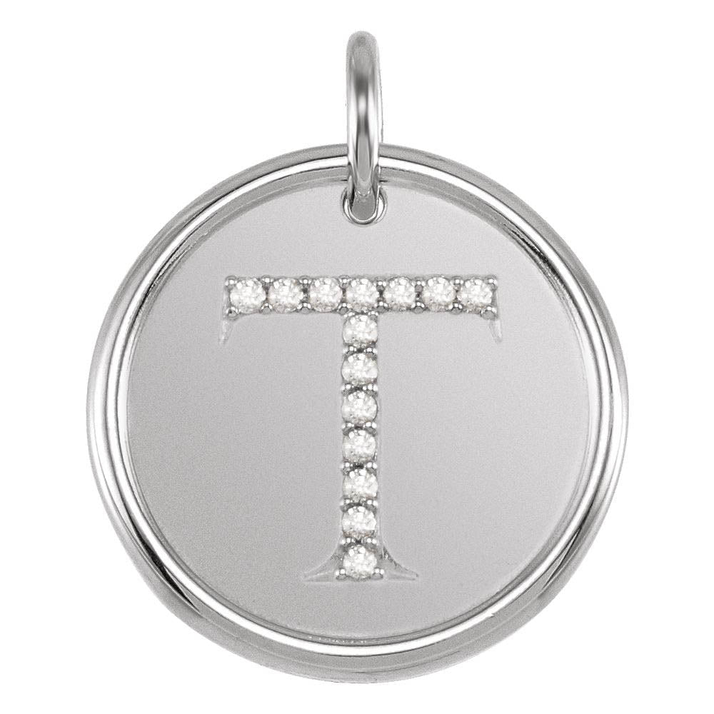 Allison 1/15 Ctw Diamond & Sterling Silver Necklace Initial T, 18 Inch, Item N14037-T by The Black Bow Jewelry Co.