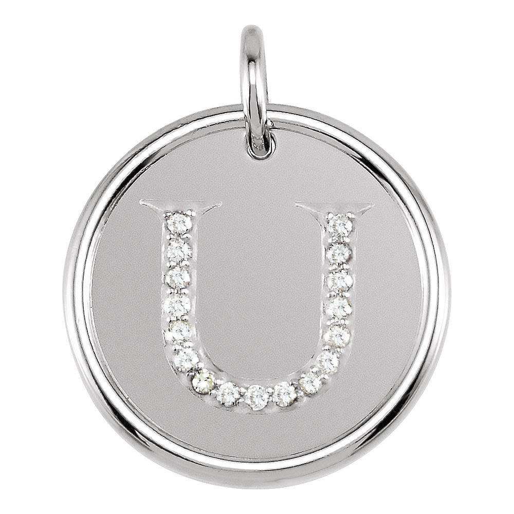 Allison .085 Ctw Diamond & Sterling Silver Necklace Initial U, 18 Inch, Item N14037-U by The Black Bow Jewelry Co.
