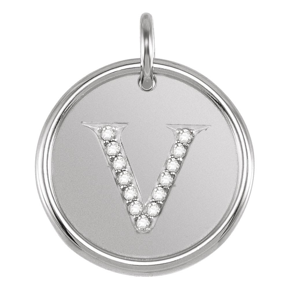 Allison 1/15 Ctw Diamond & Sterling Silver Necklace Initial V, 18 Inch, Item N14037-V by The Black Bow Jewelry Co.