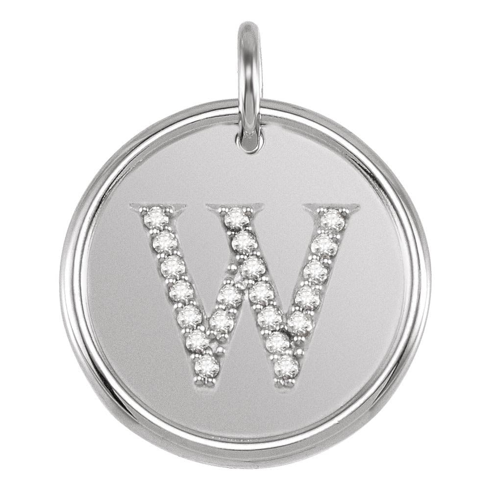 Allison 1/10 Ctw Diamond & Sterling Silver Necklace Initial W, 18 Inch, Item N14037-W by The Black Bow Jewelry Co.