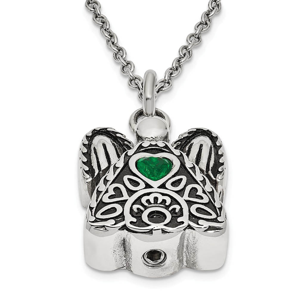 Alternate view of the Antiqued Stainless Steel May CZ Angel Ash Holder Necklace, 18 Inch by The Black Bow Jewelry Co.