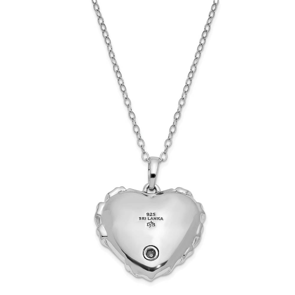 Alternate view of the Sterling Silver &amp; CZ Bandaged Heart Ash Holder Necklace, 18 Inch by The Black Bow Jewelry Co.