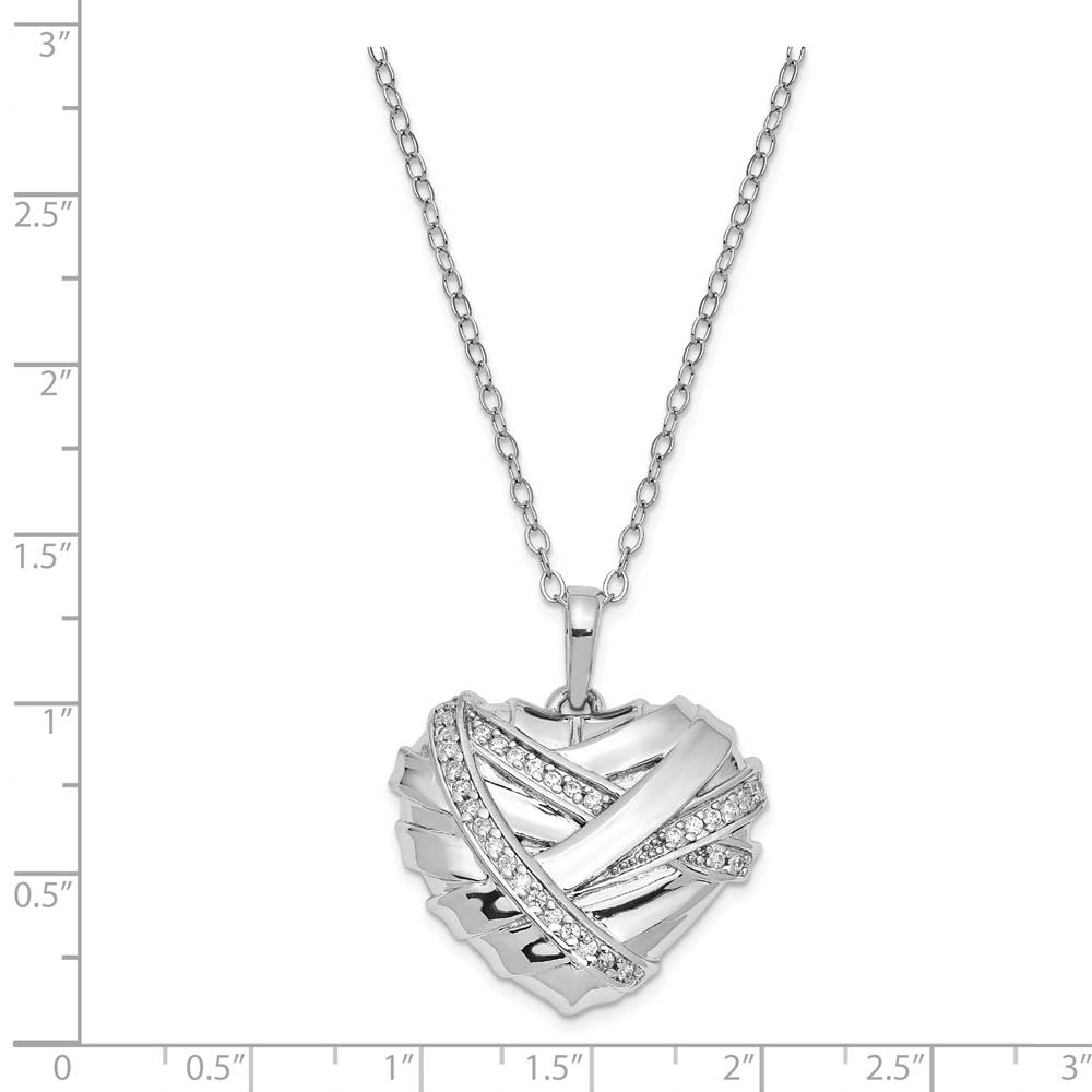 Alternate view of the Sterling Silver &amp; CZ Bandaged Heart Ash Holder Necklace, 18 Inch by The Black Bow Jewelry Co.