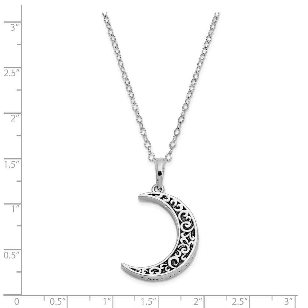 Alternate view of the Antiqued Sterling Silver Crescent Moon Ash Holder Necklace, 18 Inch by The Black Bow Jewelry Co.