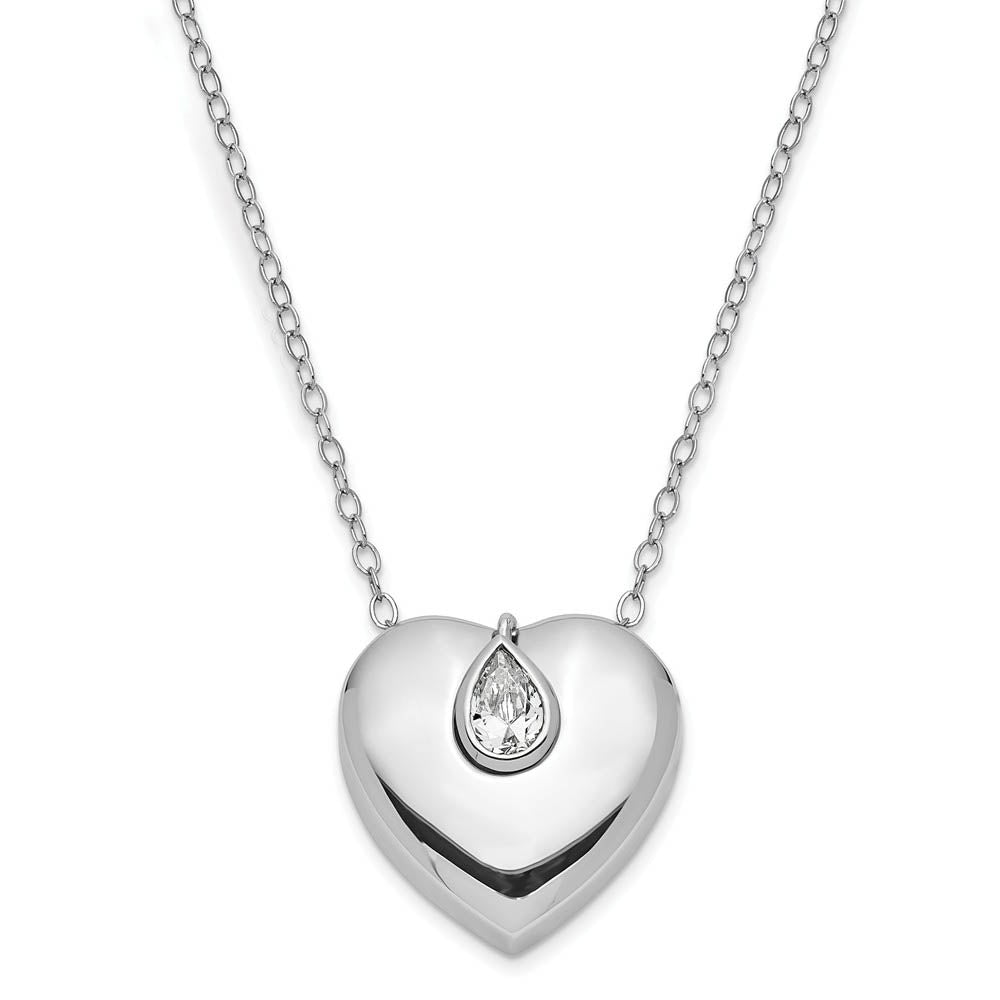Sterling Silver & CZ Missing You Heart Ash Holder Necklace, 18 Inch, Item N14064 by The Black Bow Jewelry Co.
