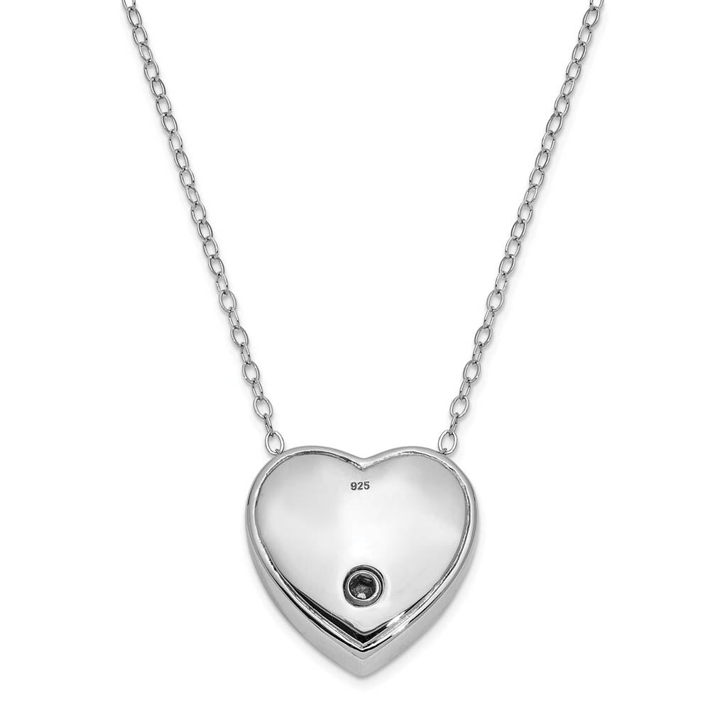 Alternate view of the Sterling Silver & CZ Missing You Heart Ash Holder Necklace, 18 Inch by The Black Bow Jewelry Co.