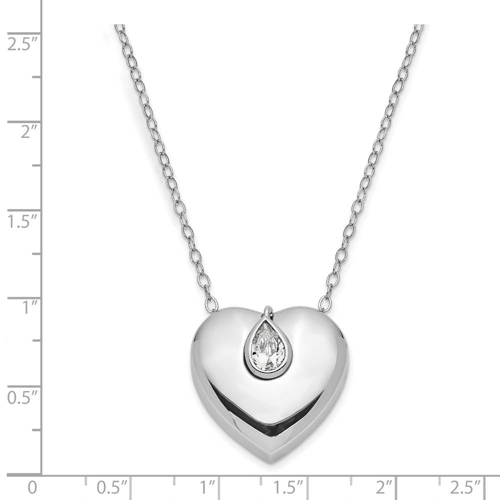 Alternate view of the Sterling Silver & CZ Missing You Heart Ash Holder Necklace, 18 Inch by The Black Bow Jewelry Co.