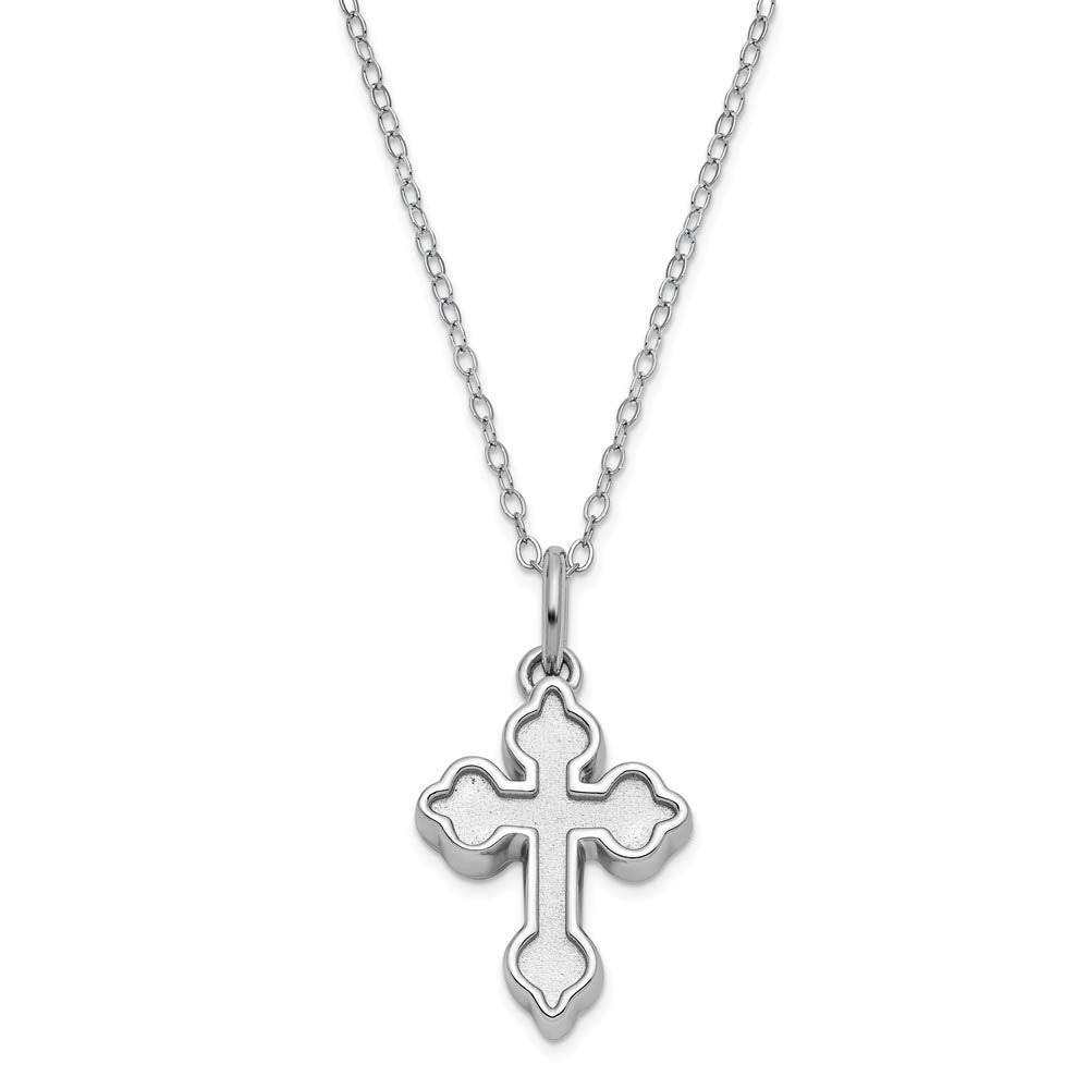 Sterling Silver Welcome Home Matte Cross Ash Holder Necklace, 18 Inch, Item N14066 by The Black Bow Jewelry Co.