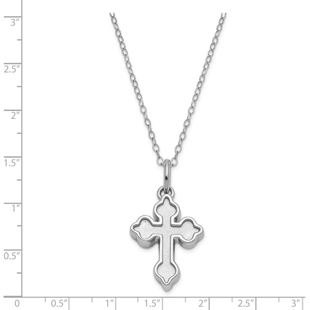 Alternate view of the Sterling Silver Welcome Home Matte Cross Ash Holder Necklace, 18 Inch by The Black Bow Jewelry Co.