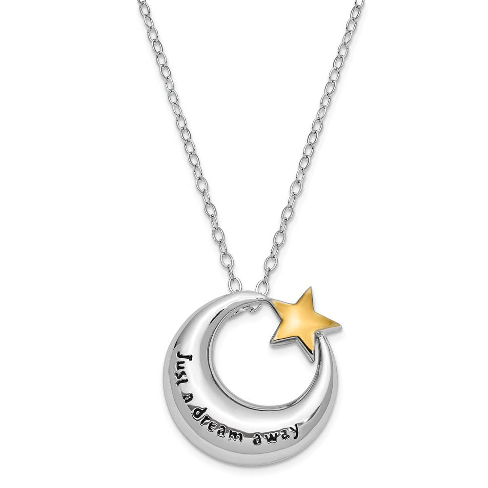 Sterling Silver Gold Tone Accent Moon & Star Ash Holder Necklace, 18in, Item N14075 by The Black Bow Jewelry Co.