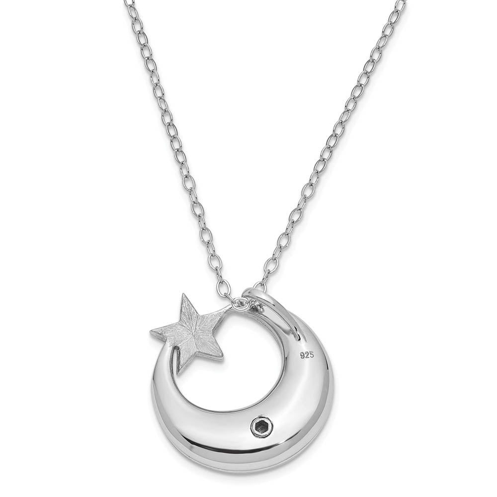 Alternate view of the Sterling Silver Gold Tone Accent Moon & Star Ash Holder Necklace, 18in by The Black Bow Jewelry Co.