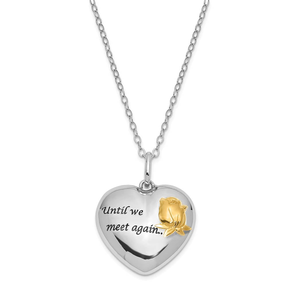 Sterling Silver & Gold Tone Accent Heart Ash Holder Necklace, 18 Inch, Item N14076 by The Black Bow Jewelry Co.