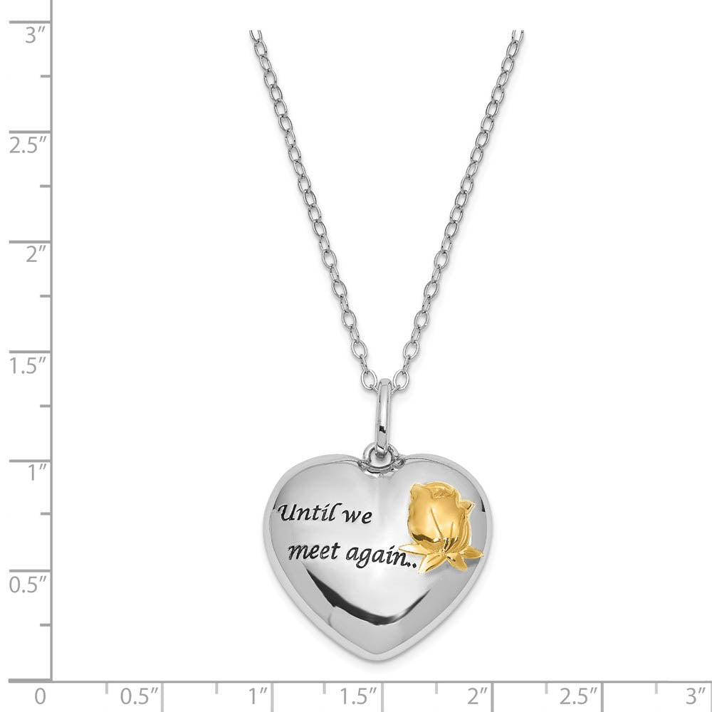 Alternate view of the Sterling Silver & Gold Tone Accent Heart Ash Holder Necklace, 18 Inch by The Black Bow Jewelry Co.