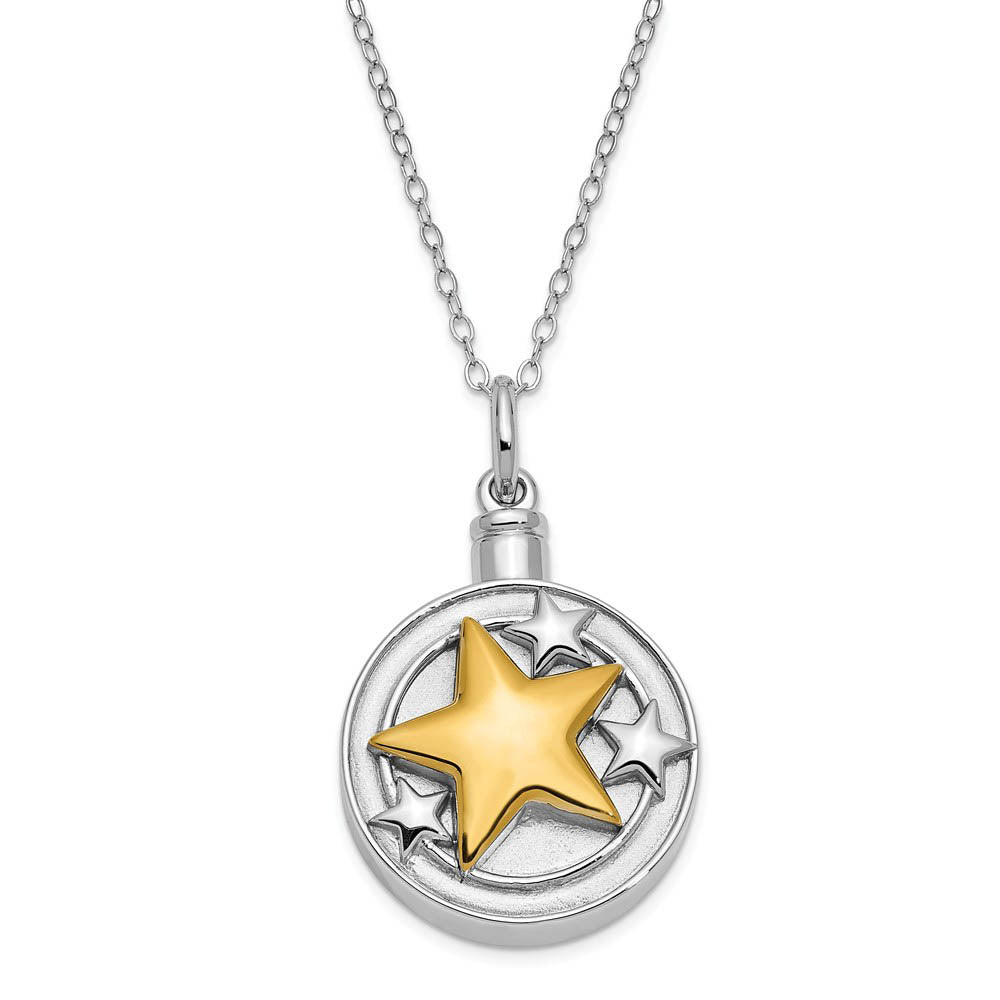 Sterling Silver & Gold Plated Star Ash Holder Necklace, 18 Inch, Item N14081 by The Black Bow Jewelry Co.