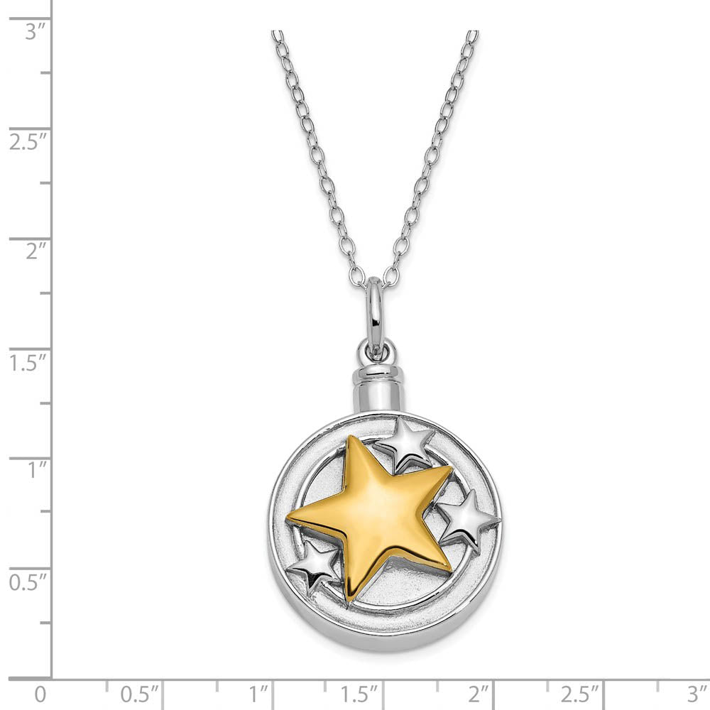 Alternate view of the Sterling Silver & Gold Plated Star Ash Holder Necklace, 18 Inch by The Black Bow Jewelry Co.