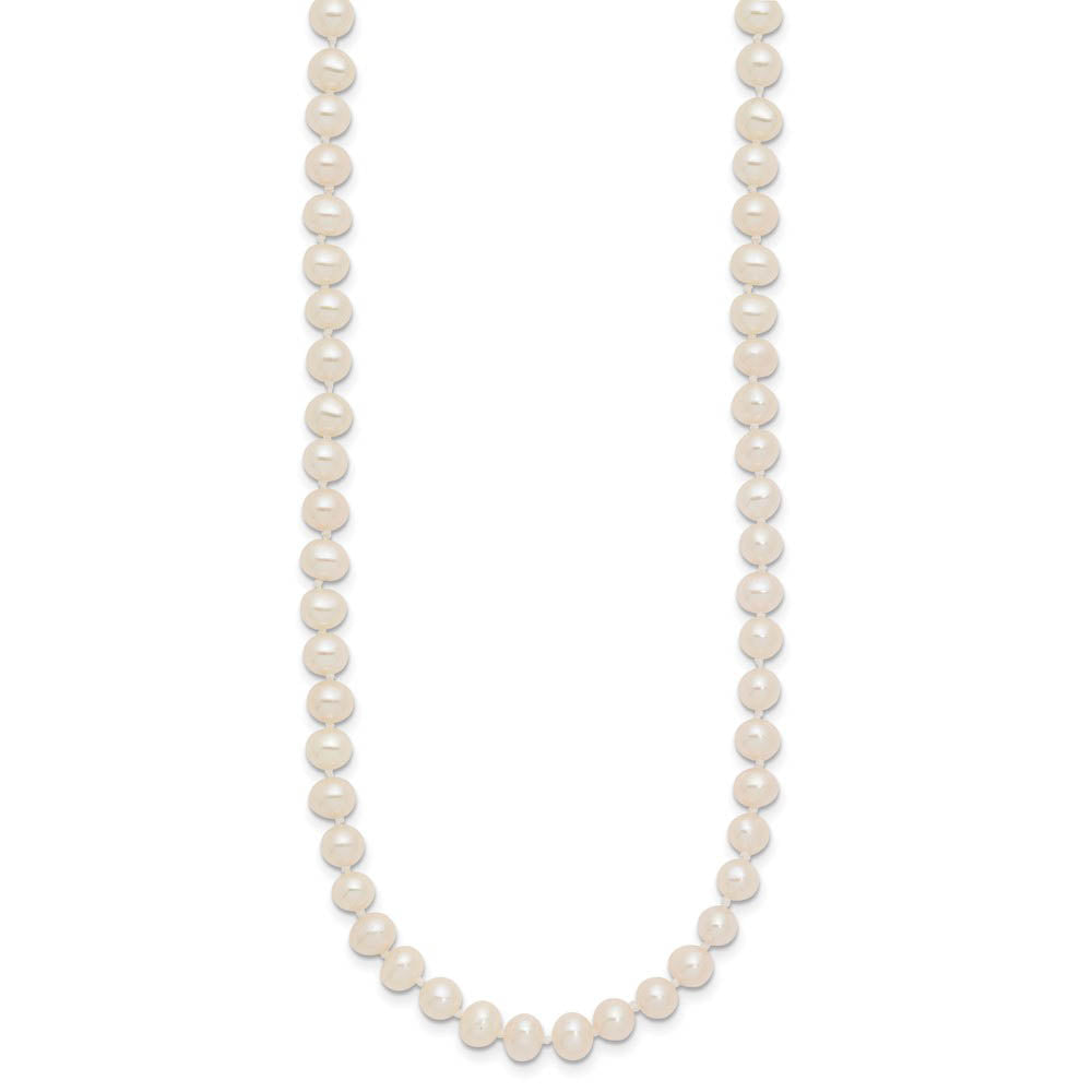 Alternate view of the 4-5mm, White FW Cultured Pearl & 14k Yellow Gold Clasp Necklace by The Black Bow Jewelry Co.