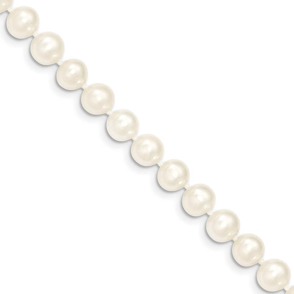 Alternate view of the 7-8mm, White FW Cultured Pearl & 14k Yellow Gold Clasp Necklace by The Black Bow Jewelry Co.