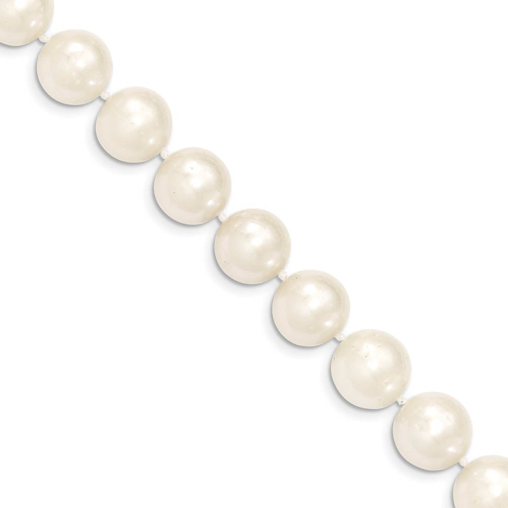 Alternate view of the 11-12mm, White FW Cultured Pearl & 14k Yellow Gold Clasp Necklace by The Black Bow Jewelry Co.