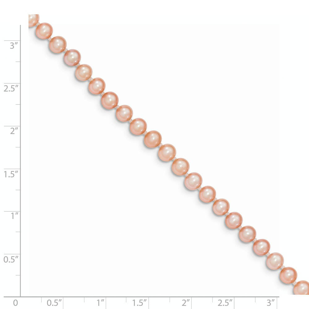 Alternate view of the 4-5mm, Pink FW Cultured Pearl & 14k Yellow Gold Clasp Necklace by The Black Bow Jewelry Co.