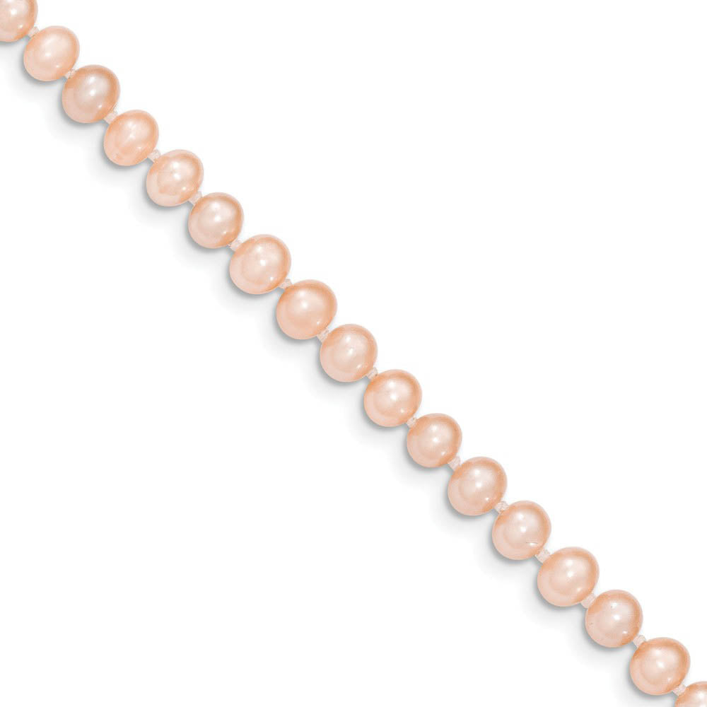 5-6mm, Pink FW Cultured Pearl & 14k Yellow Gold Clasp Necklace