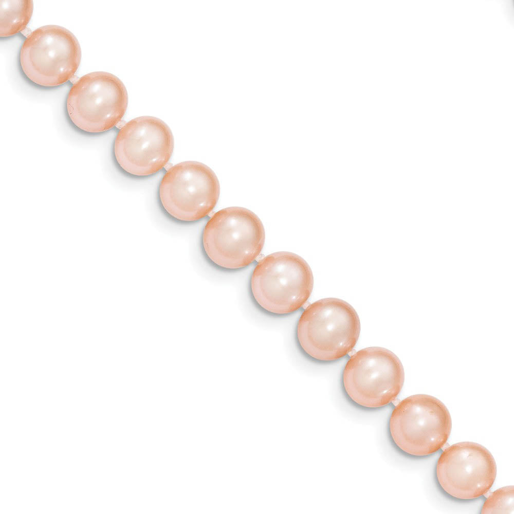 Alternate view of the 6-7mm, Pink FW Cultured Pearl & 14k Yellow Gold Clasp Necklace by The Black Bow Jewelry Co.