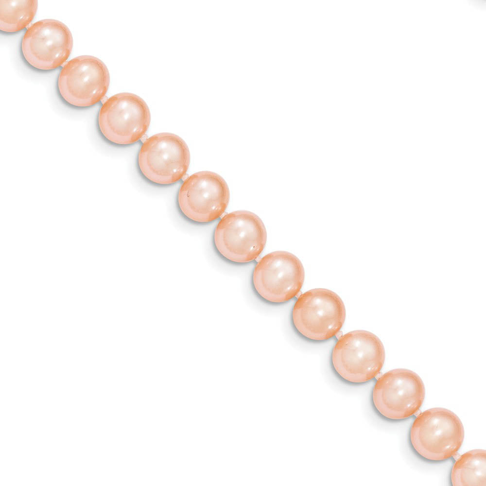 7-8mm, Pink FW Cultured Pearl & 14k Yellow Gold Clasp Necklace