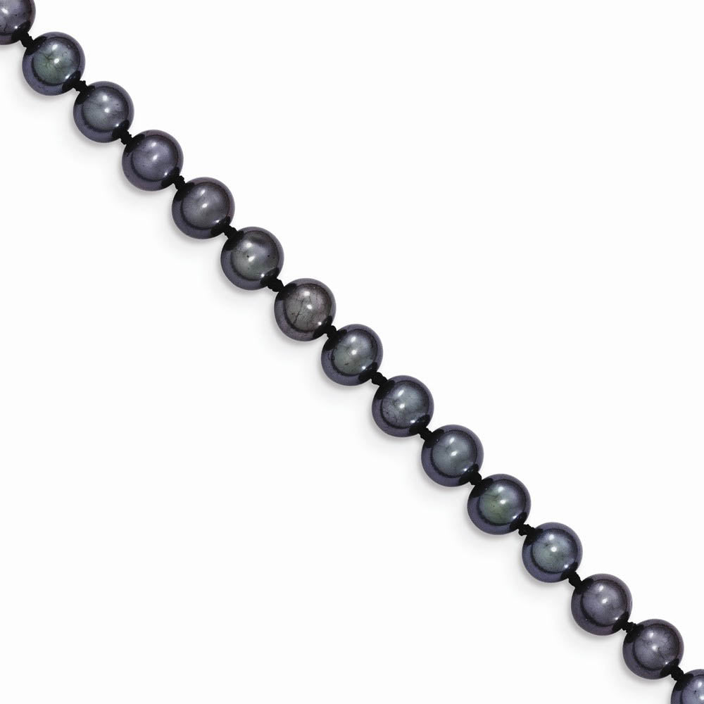 5-6mm, Black FW Cultured Pearl & 14k Yellow Gold Clasp Necklace