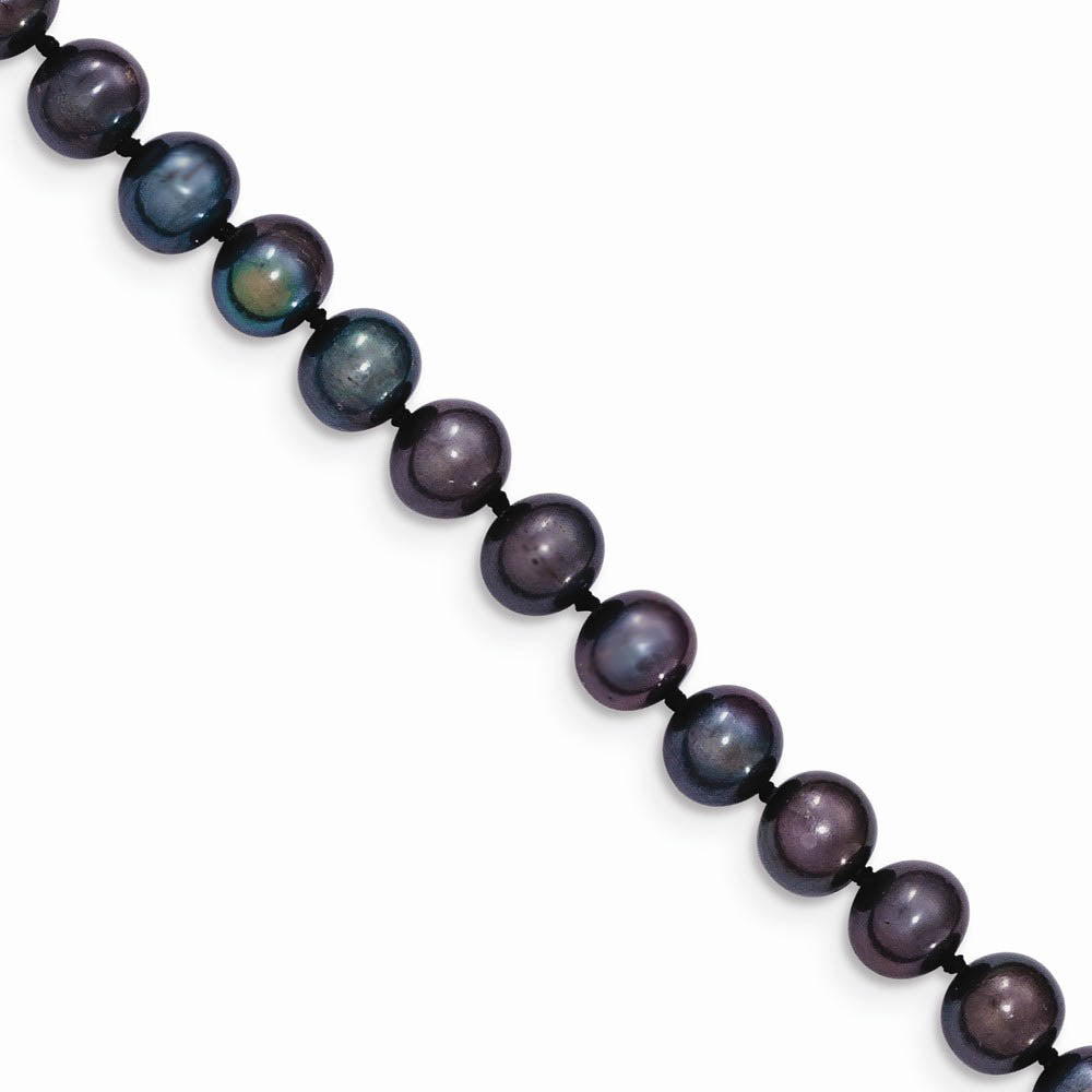 6-7mm, Black FW Cultured Pearl & 14k Yellow Gold Clasp Necklace, Item N14097 by The Black Bow Jewelry Co.