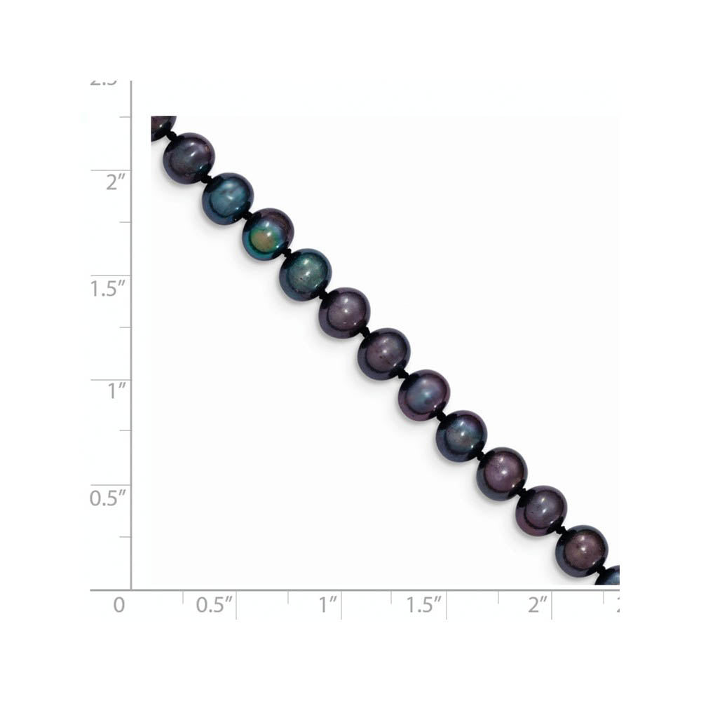 Alternate view of the 6-7mm, Black FW Cultured Pearl & 14k Yellow Gold Clasp Necklace by The Black Bow Jewelry Co.