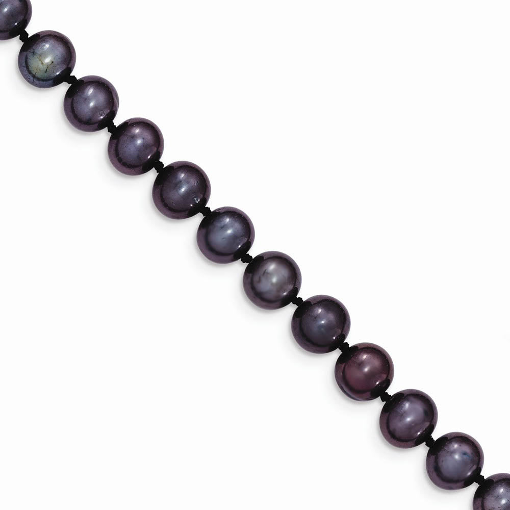7-8mm, Black FW Cultured Pearl & 14k Yellow Gold Clasp Necklace