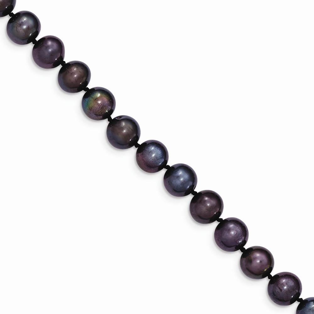 8-9mm, Black FW Cultured Pearl & 14k Yellow Gold Clasp Necklace
