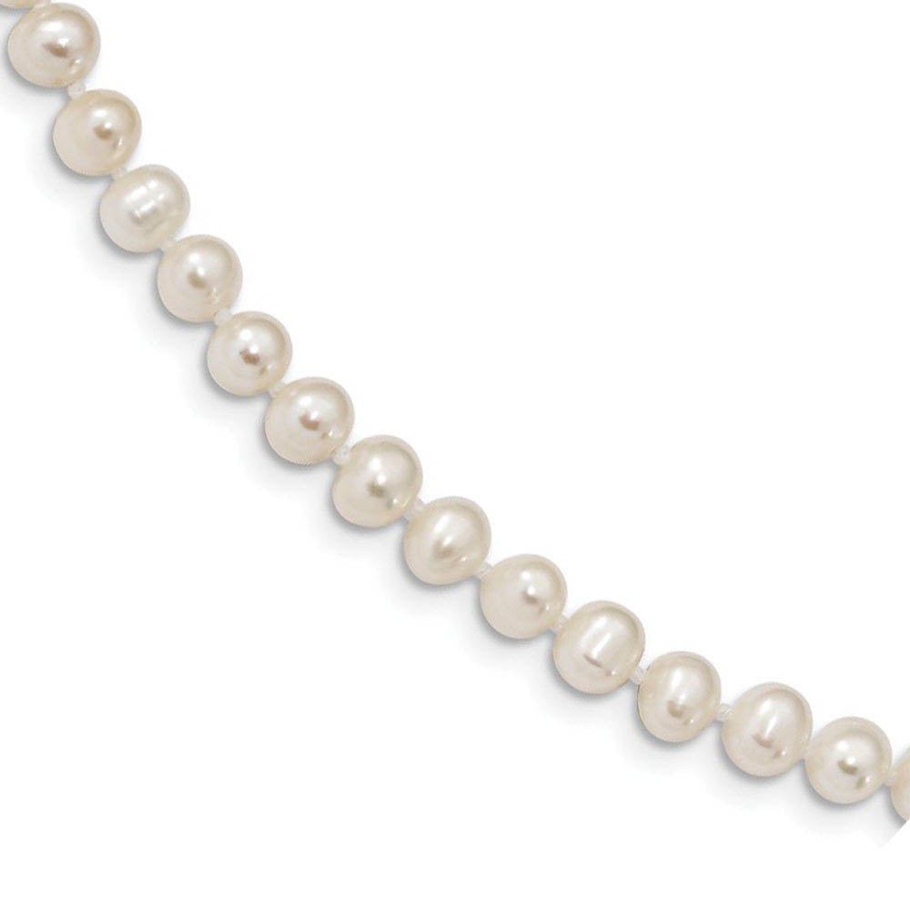 4-5mm, White FW Cultured Pearl & Sterling Silver Clasp Necklace, Item N14100 by The Black Bow Jewelry Co.