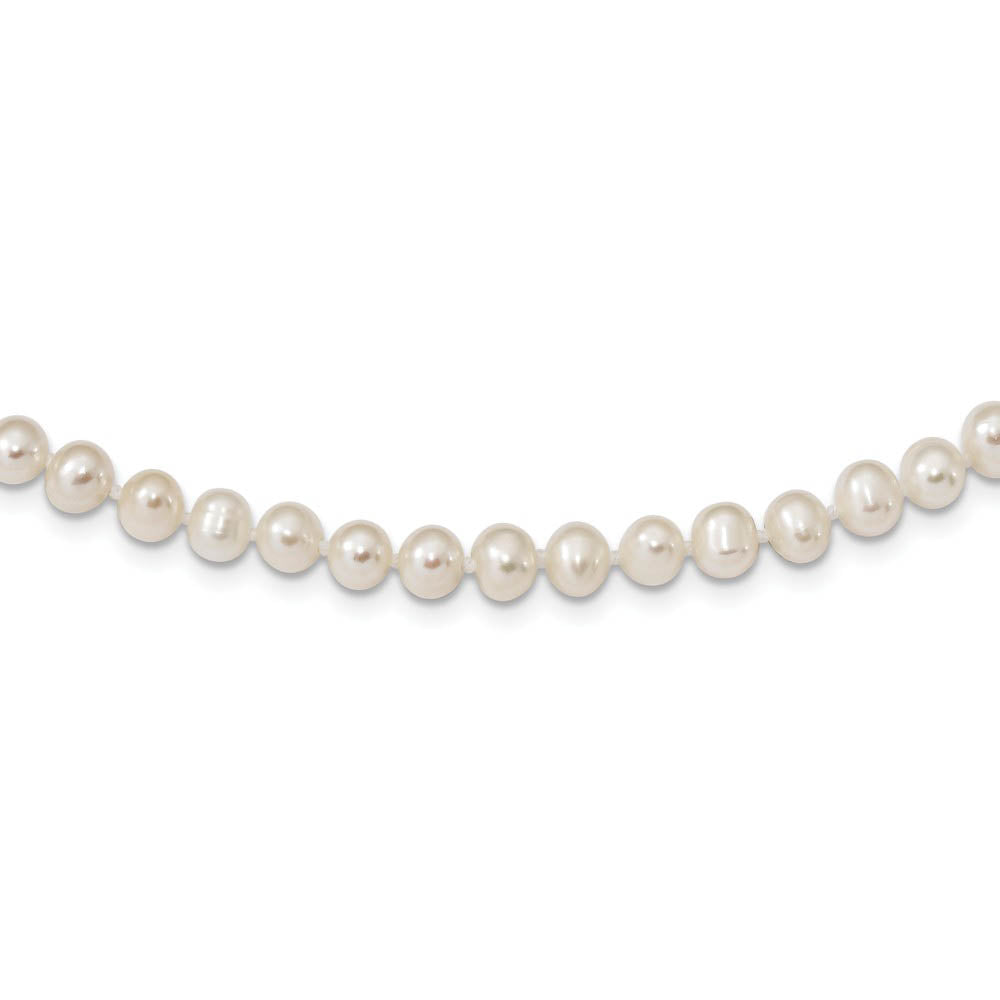 Alternate view of the 4-5mm, White FW Cultured Pearl & Sterling Silver Clasp Necklace by The Black Bow Jewelry Co.