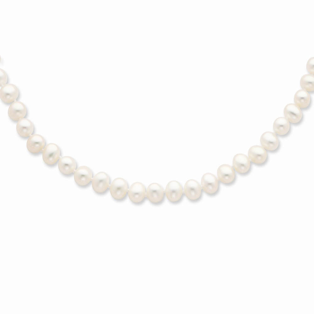 Alternate view of the 5-6mm, White FW Cultured Pearl & Sterling Silver Clasp Necklace by The Black Bow Jewelry Co.