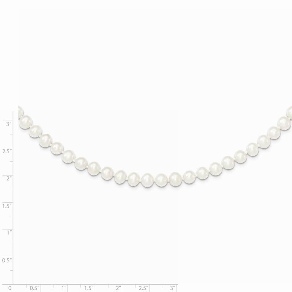 Alternate view of the 5-6mm, White FW Cultured Pearl & Sterling Silver Clasp Necklace by The Black Bow Jewelry Co.