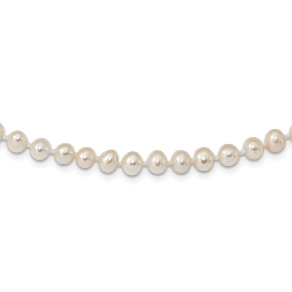 5-6mm, White FW Cultured Pearl & Sterling Silver Clasp Necklace