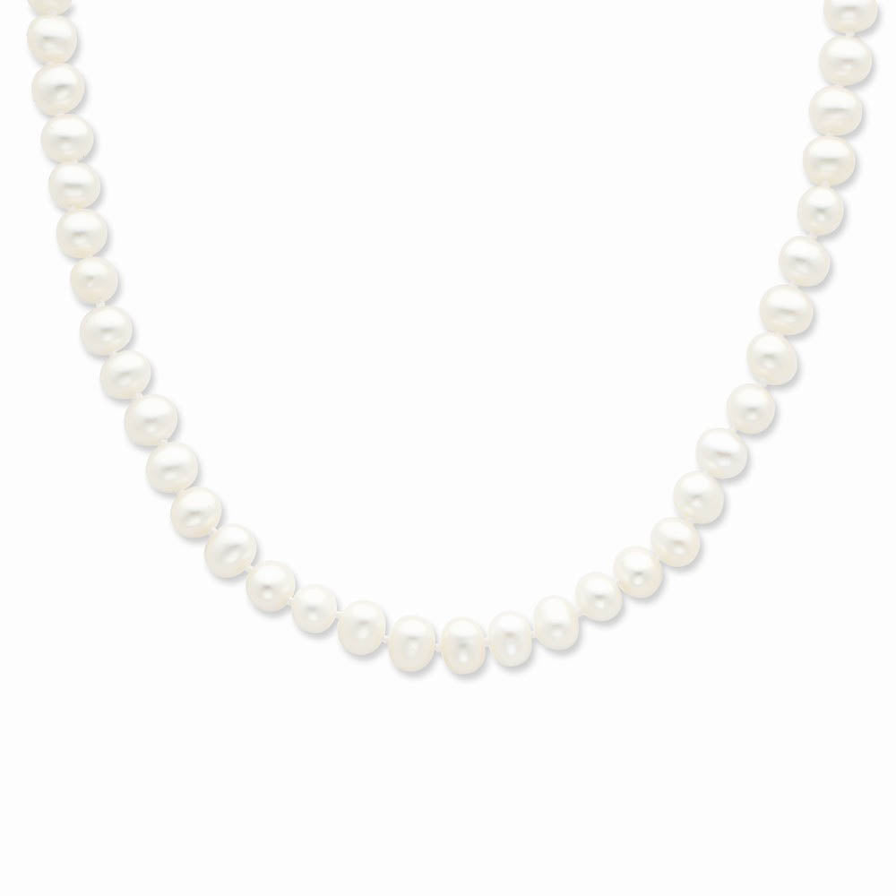 Alternate view of the 6-7mm, White FW Cultured Pearl & Sterling Silver Clasp Necklace by The Black Bow Jewelry Co.