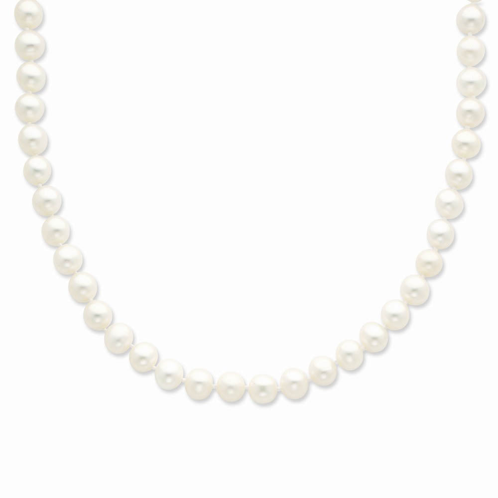 Alternate view of the 7-8mm, White FW Cultured Pearl & Sterling Silver Clasp Necklace by The Black Bow Jewelry Co.