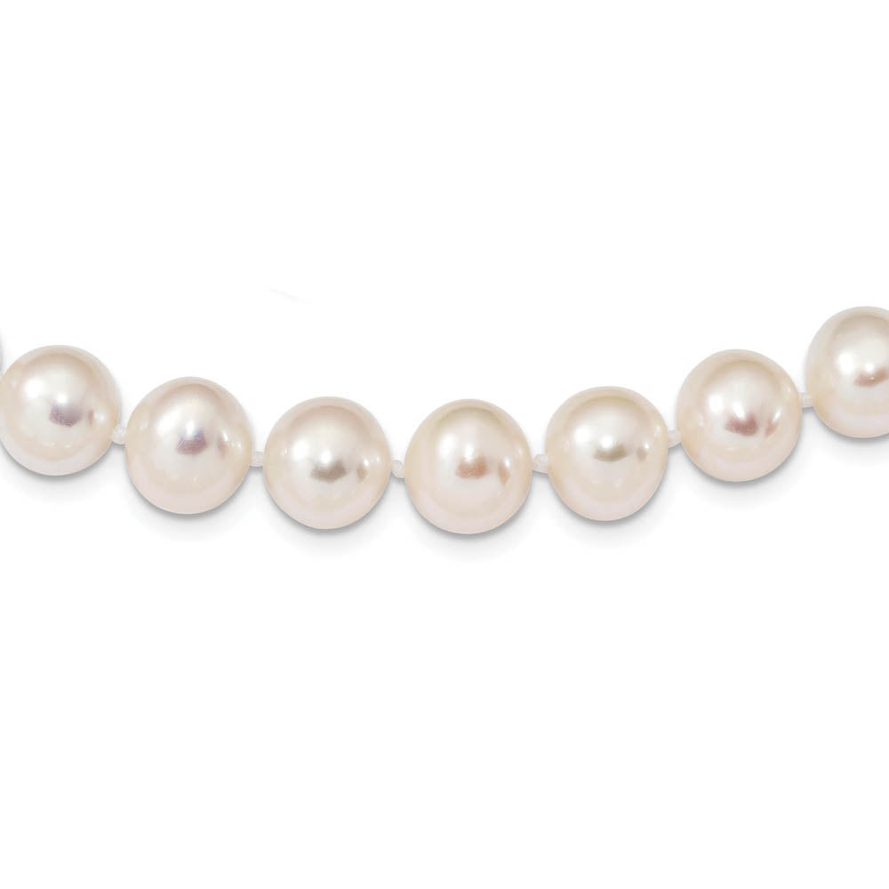 9-10mm, White FW Cultured Pearl & Sterling Silver Clasp Necklace, Item N14105 by The Black Bow Jewelry Co.