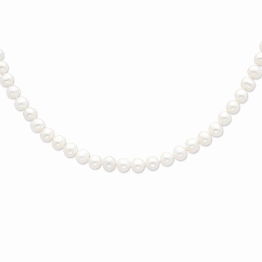 Alternate view of the 9-10mm, White FW Cultured Pearl & Sterling Silver Clasp Necklace by The Black Bow Jewelry Co.