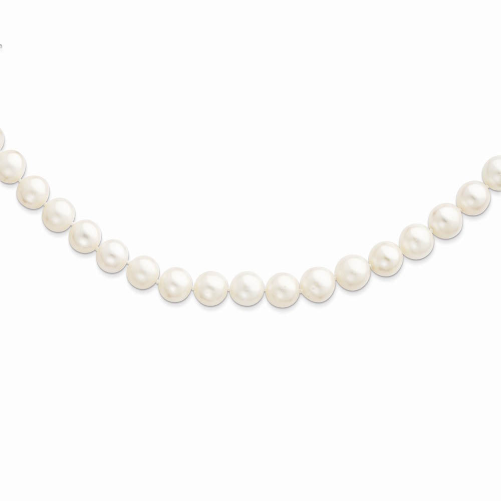 Alternate view of the 10-11mm, White FW Cultured Pearl & Sterling Silver Clasp Necklace by The Black Bow Jewelry Co.