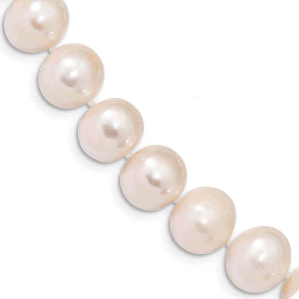 11-12mm, White FW Cultured Pearl & Sterling Silver Clasp Necklace, Item N14107 by The Black Bow Jewelry Co.