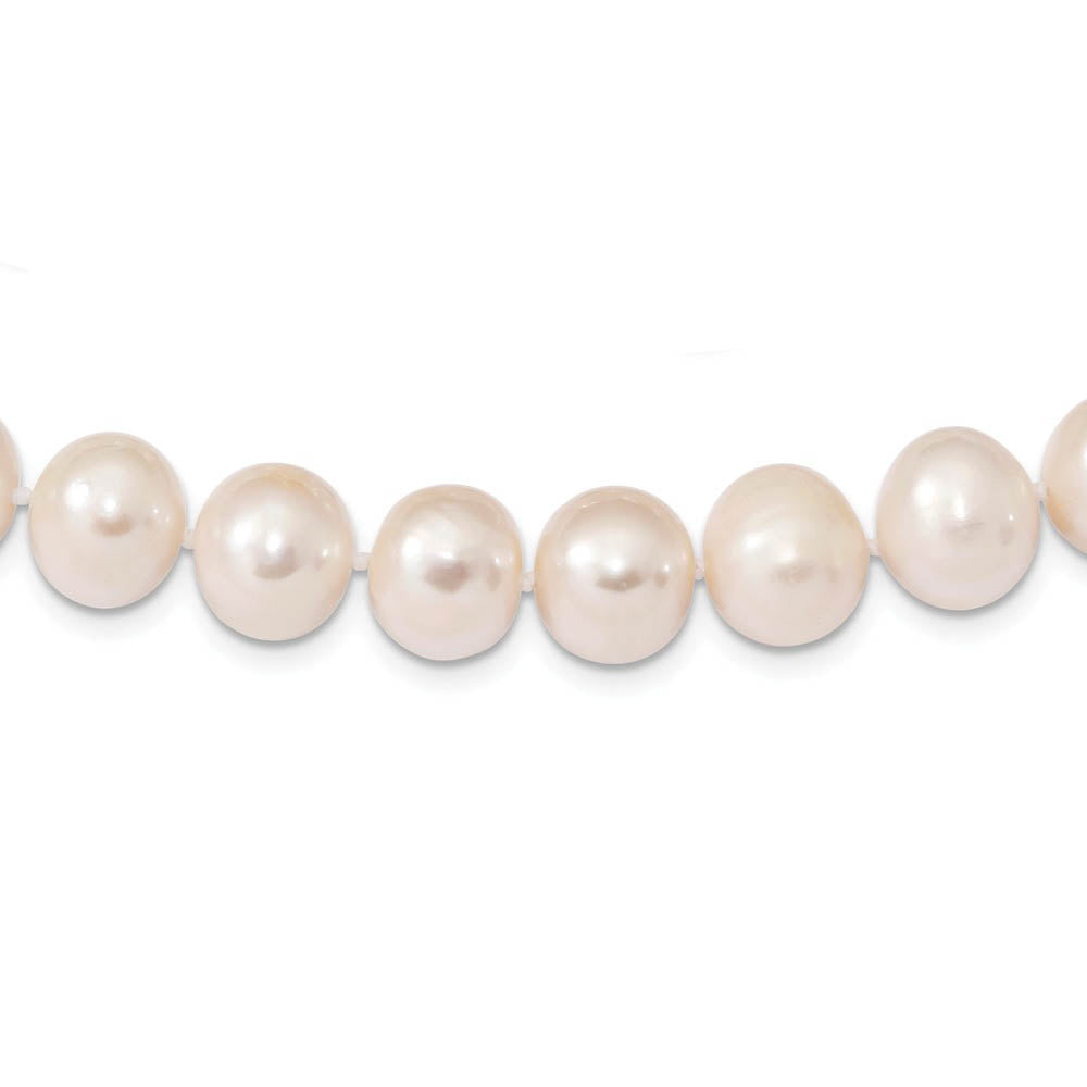 Alternate view of the 11-12mm, White FW Cultured Pearl & Sterling Silver Clasp Necklace by The Black Bow Jewelry Co.