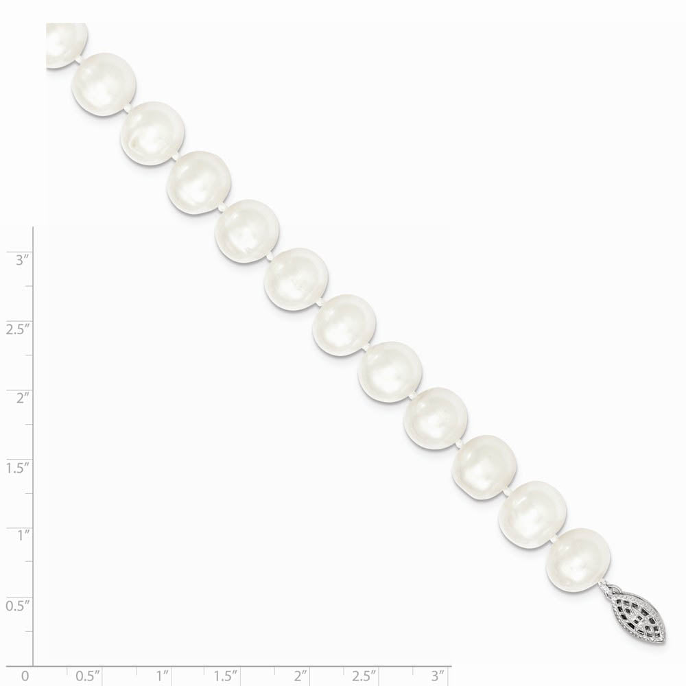 Alternate view of the 11-12mm, White FW Cultured Pearl & Sterling Silver Clasp Necklace by The Black Bow Jewelry Co.