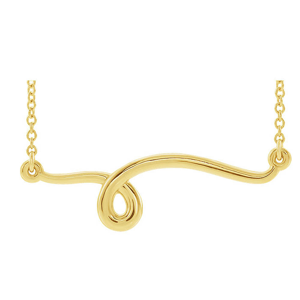 14k Yellow Gold Freeform Loop Bar Necklace, 16 or 18 Inch, Item N14109 by The Black Bow Jewelry Co.