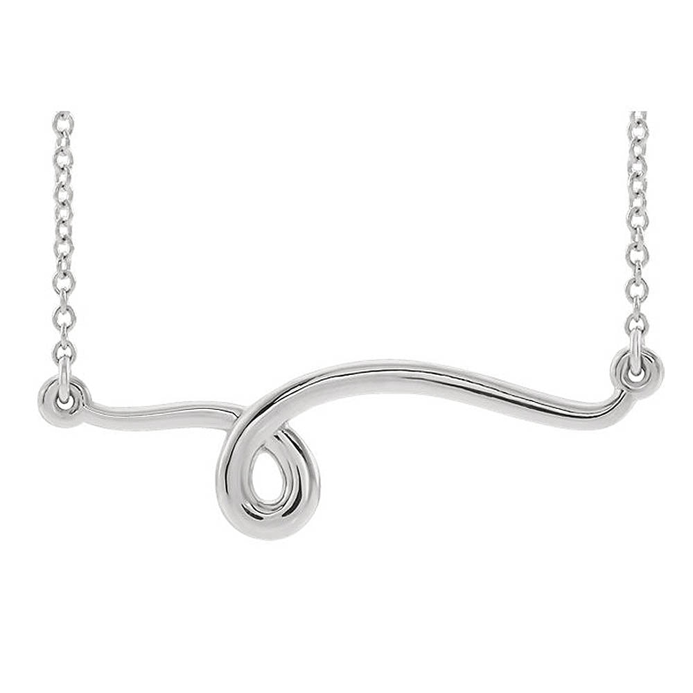 14k White Gold Freeform Loop Bar Necklace, 16 or 18 Inch, Item N14110 by The Black Bow Jewelry Co.