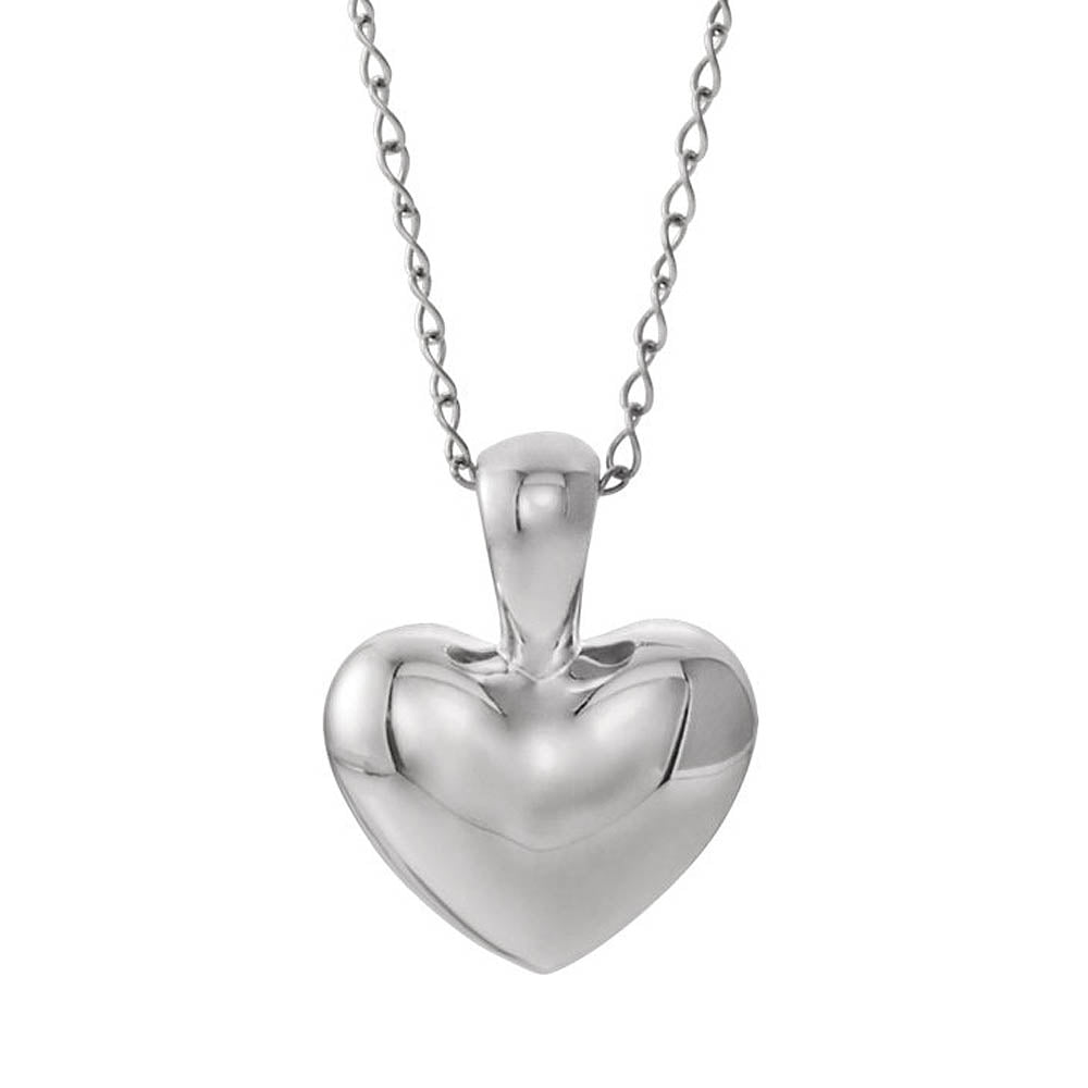 Alternate view of the Youth 14k White, Yellow or Rose Gold Small 8mm Heart Necklace, 15 Inch by The Black Bow Jewelry Co.