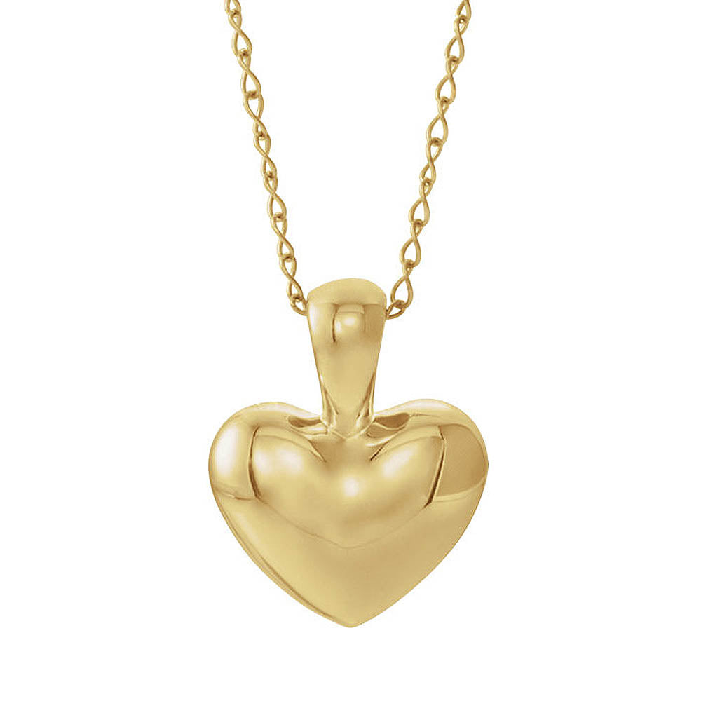 Alternate view of the Youth 14k White, Yellow or Rose Gold Small 8mm Heart Necklace, 15 Inch by The Black Bow Jewelry Co.