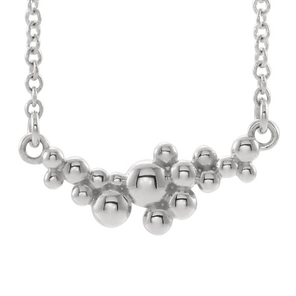 14k White Gold Scattered Beaded Bar Necklace, 16 or 18 Inch, Item N14116 by The Black Bow Jewelry Co.