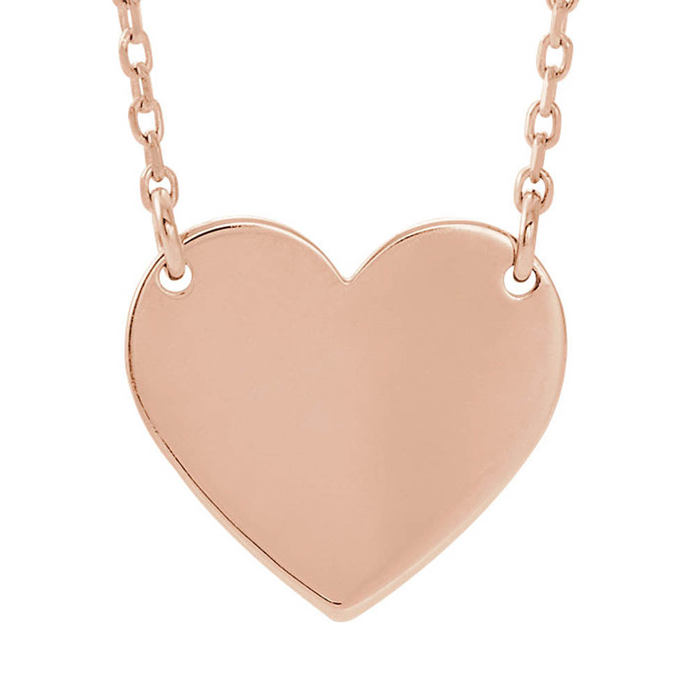 14k Yellow, White or Rose Gold Engravable 11 x 12mm Heart Necklace, Item N14119 by The Black Bow Jewelry Co.